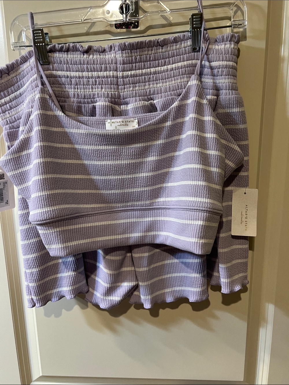 2 piece Altar'd State Lavender and White Striped intimates H002